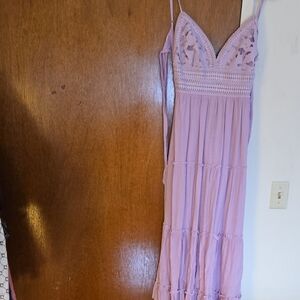 Love Tree Lavender Pink Crochet Bodice Maxi Dress